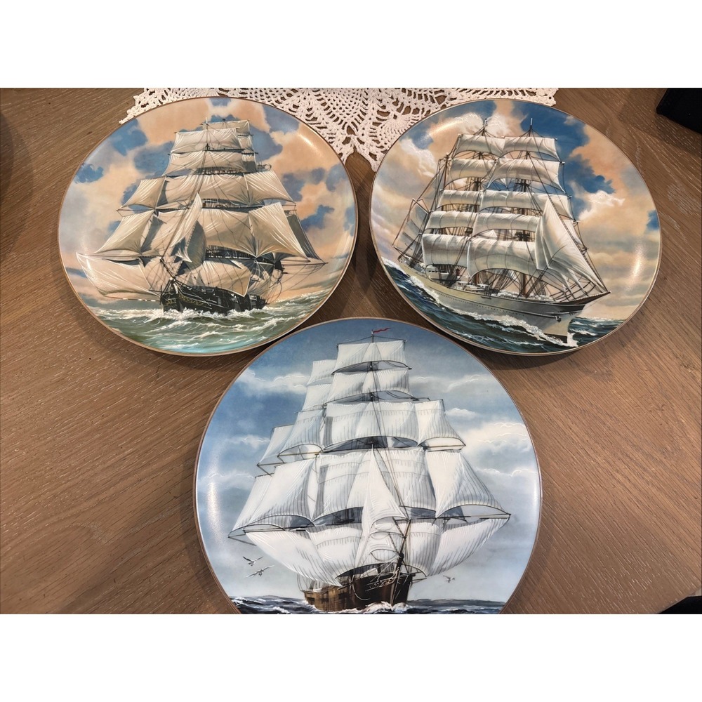 3 Rosenthal Danbury Mint Great American Sailing Ships Plates Germany
